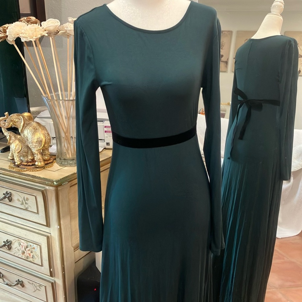 Elegant Green Long Sleeve Dress
